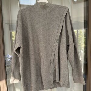 Halogen Light Gray Ribbed Mock Neck Sweater